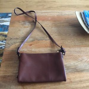 Brown leather handbag
